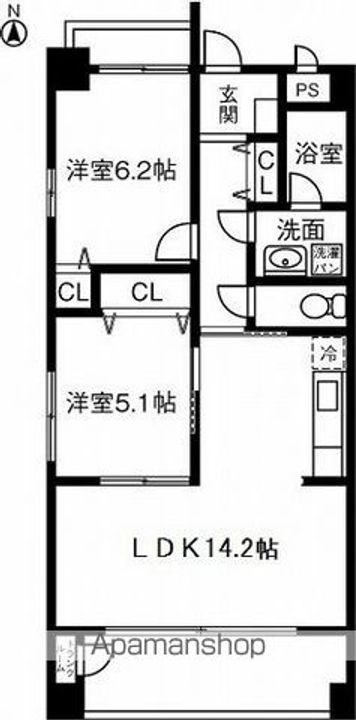 愛知県北名古屋市高田寺出口の賃貸マンションの間取り