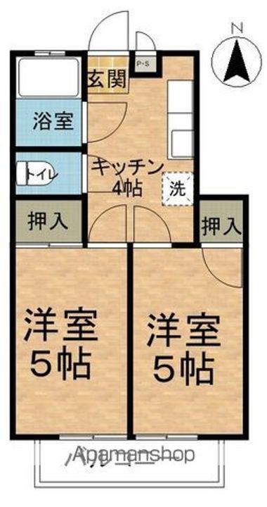 長野県松本市野溝西3丁目の賃貸アパートの間取り