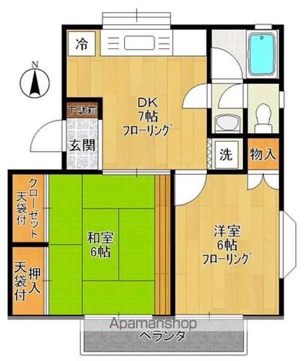 メゾンプラティークC棟102号室の間取り