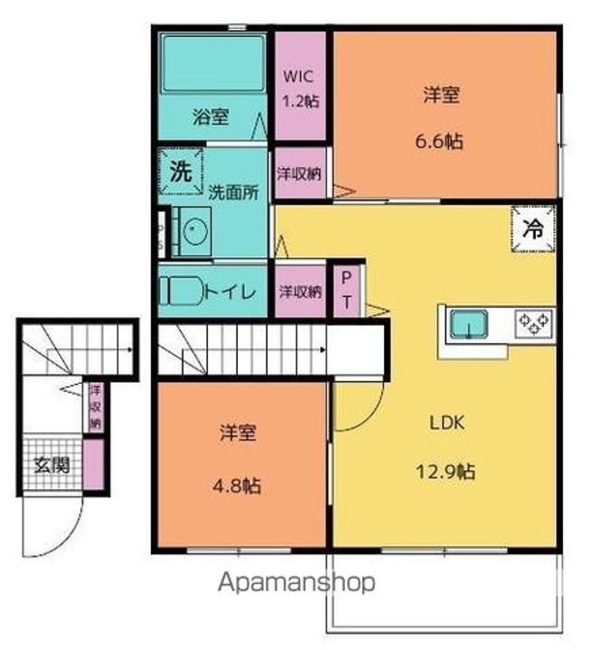 岐阜県岐阜市菊地町4丁目の賃貸アパートの間取り