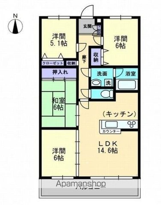 香川県高松市木太町の賃貸マンションの間取り