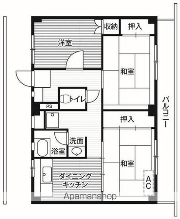 ビレッジハウス四郎丸3号棟402の間取り