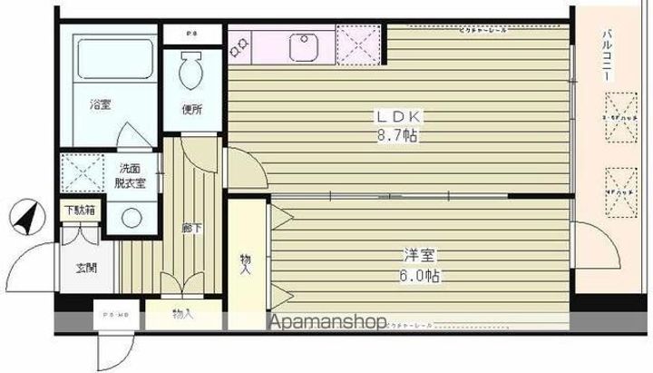 東京都世田谷区砧6丁目の賃貸マンションの間取り
