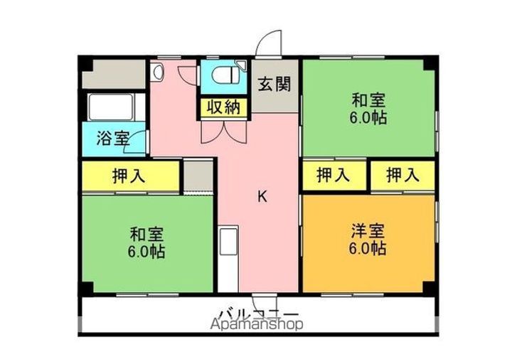 福島県郡山市大槻町字殿町の賃貸マンションの間取り