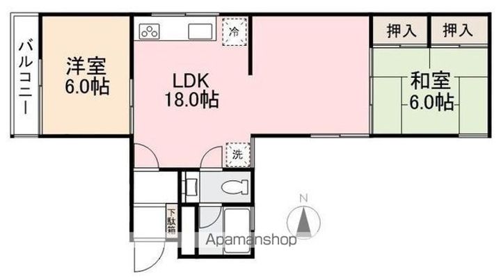 番町ブリックガーデン京都2-Cの間取り