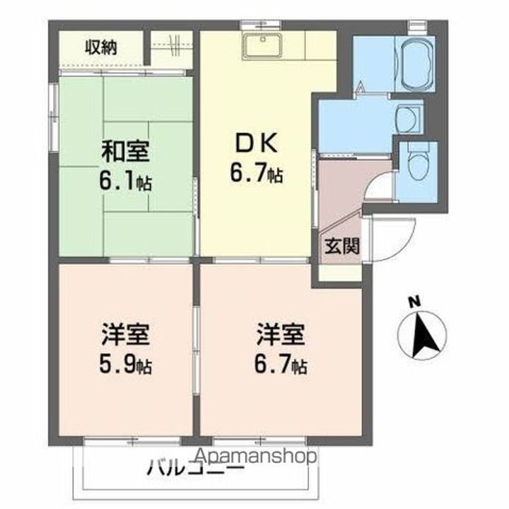 福島県郡山市富田西4丁目の賃貸アパートの間取り