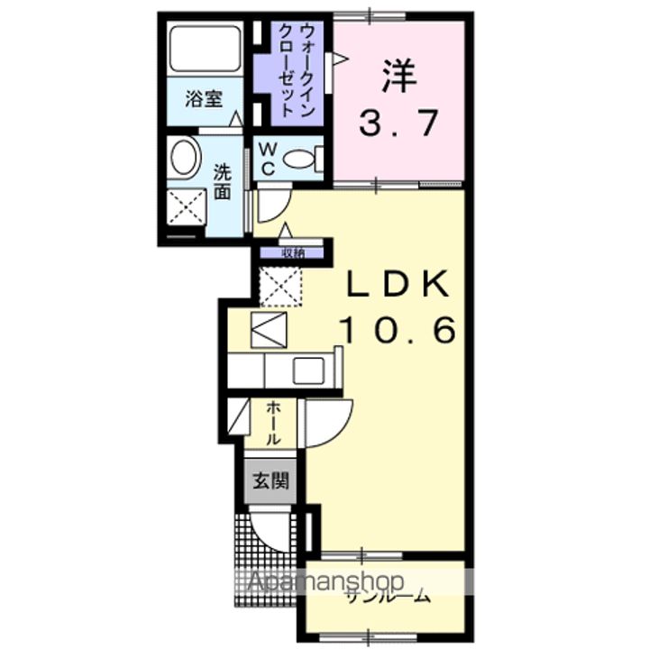 広島県福山市新涯町4丁目の賃貸アパートの間取り