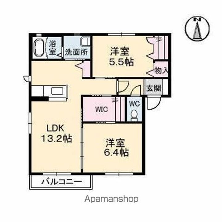 香川県高松市国分寺町新居の賃貸アパートの間取り