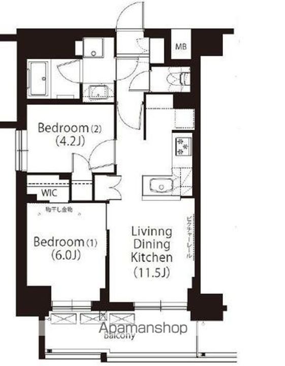 東京都中野区大和町1丁目の賃貸マンションの間取り