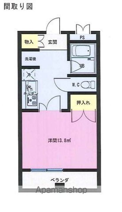 花城ワンルームマンション1号館303の間取り