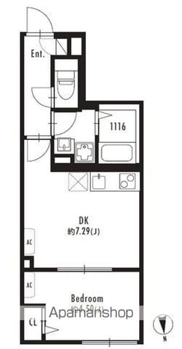 東京都新宿区北新宿2丁目の賃貸マンション107号室の間取り