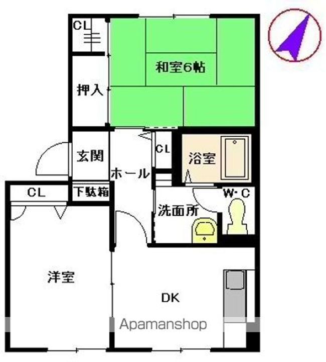 熊本県宇城市松橋町豊福の賃貸アパートの間取り