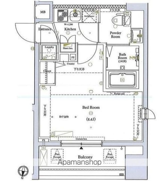 東京都中野区弥生町5丁目の賃貸マンションの間取り