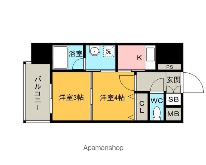 福岡県福岡市博多区美野島2丁目の賃貸マンションの間取り