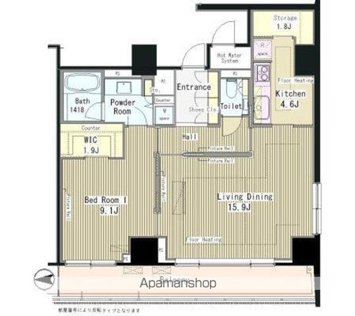 東京都渋谷区大山町の賃貸マンションの間取り