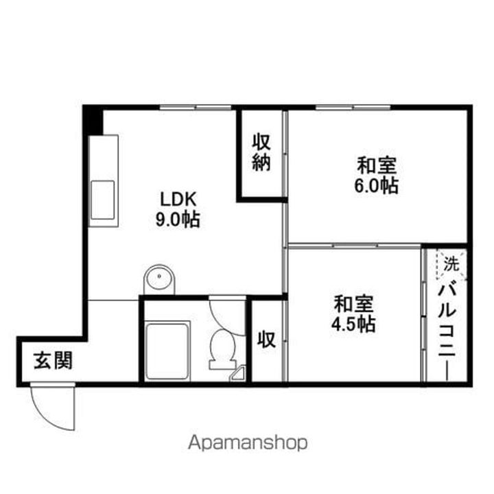山口マンション1-Bの間取り