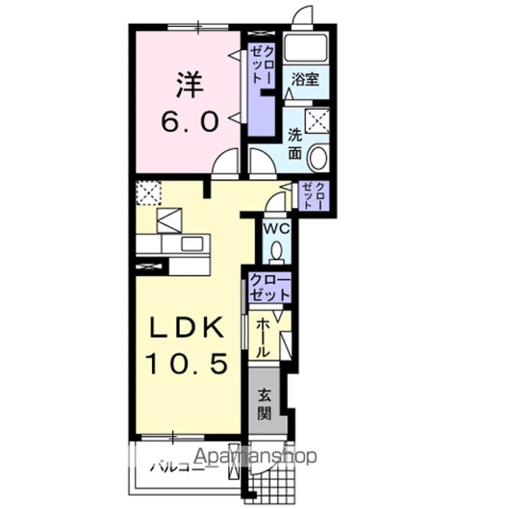 千葉県野田市桜台の賃貸アパートの間取り