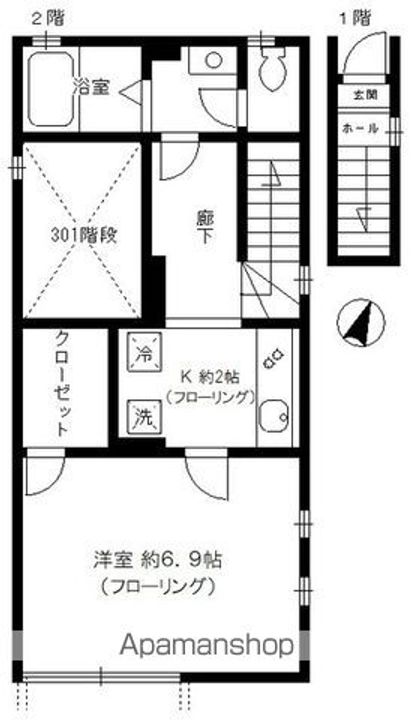 東京都中野区沼袋2丁目の賃貸アパートの間取り