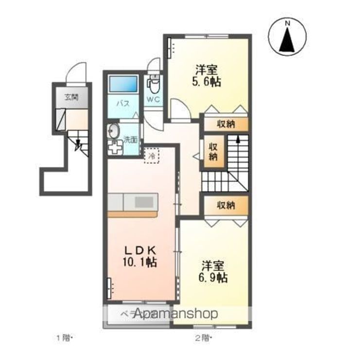 宮城県亘理郡亘理町字東郷の賃貸アパートの間取り