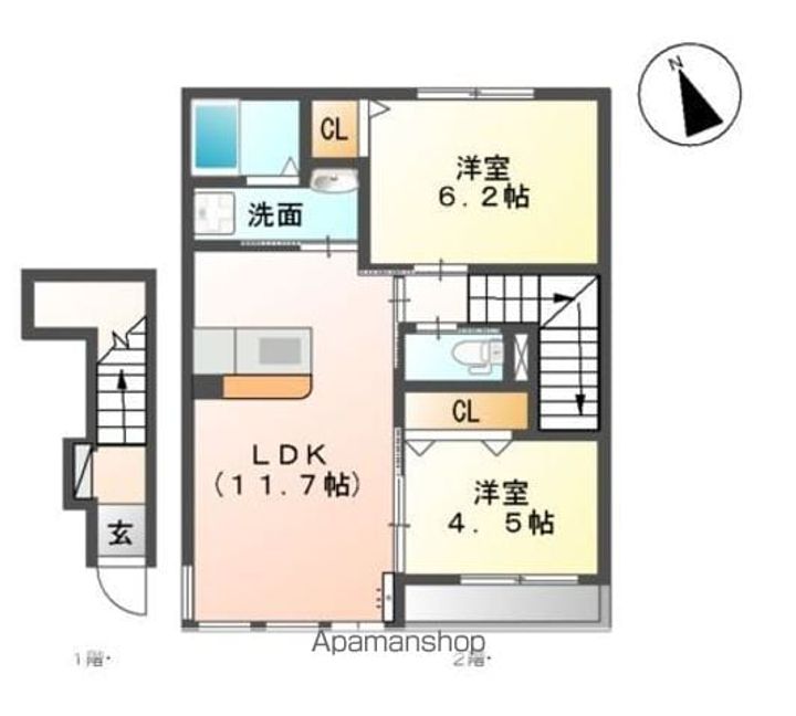 福岡県久留米市高良内町の賃貸アパートの間取り