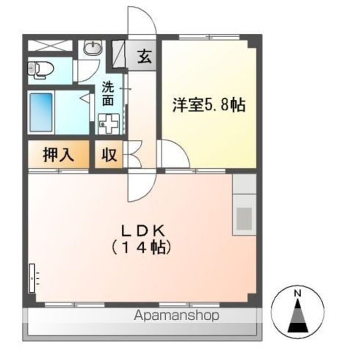 岐阜県羽島郡岐南町野中1丁目の賃貸マンションの間取り