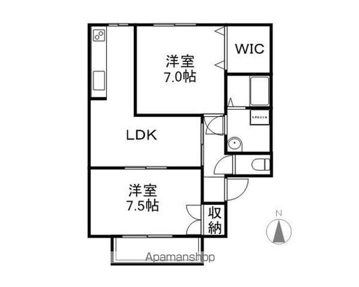長野県長野市伊勢宮2丁目の賃貸アパートの間取り