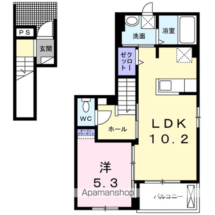 千葉県松戸市古ケ崎の賃貸アパートの間取り