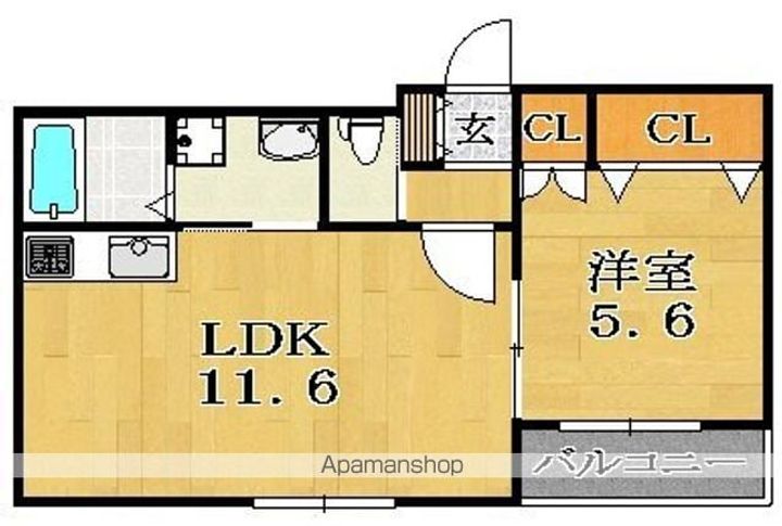 大阪府大阪市住吉区遠里小野1丁目の賃貸マンションの間取り