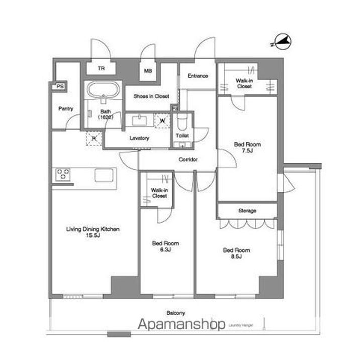 東京都新宿区西新宿8丁目の賃貸マンションの間取り