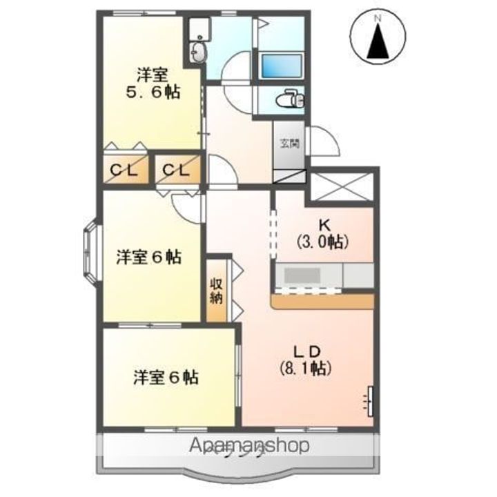 岐阜県加茂郡坂祝町酒倉の賃貸アパートの間取り