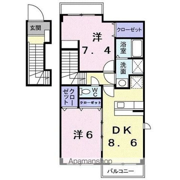 香川県高松市一宮町の賃貸アパートの間取り