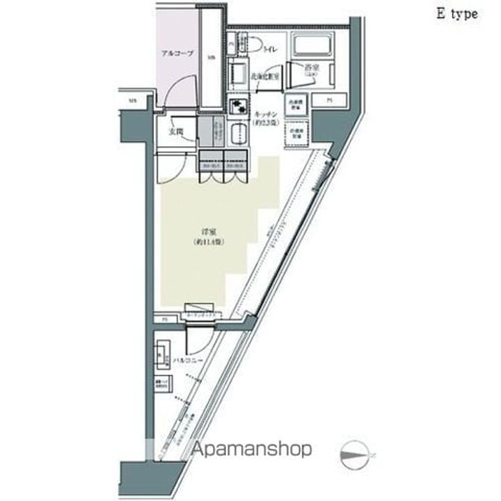 東京都中野区東中野5丁目の賃貸マンションの間取り