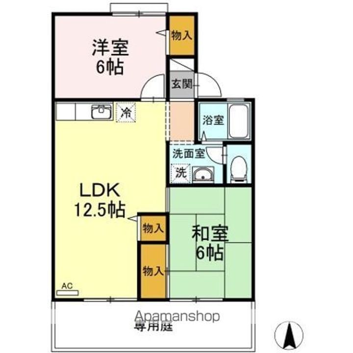 愛媛県松山市鷹子町の賃貸アパートB102の間取り