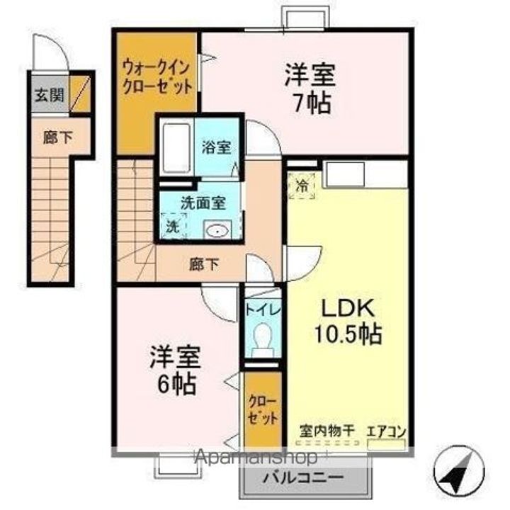 千葉県千葉市稲毛区萩台町の賃貸アパートの間取り