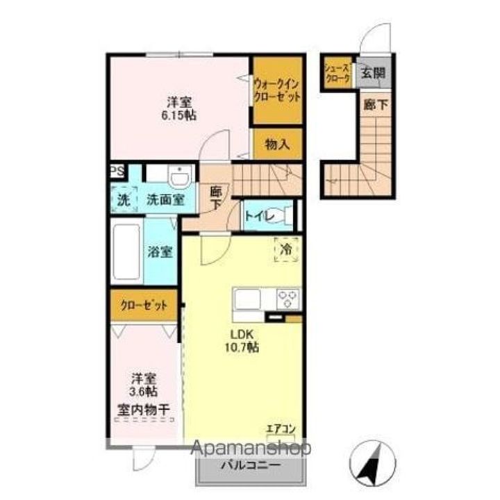 千葉県千葉市稲毛区長沼町の賃貸アパートの間取り