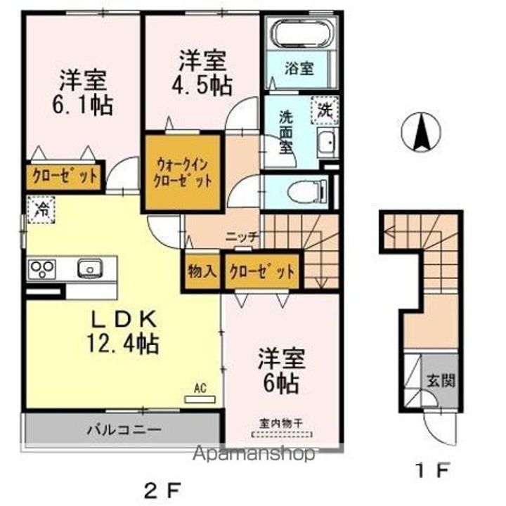香川県高松市伏石町の賃貸アパートの間取り