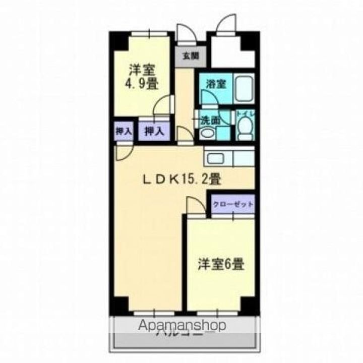 香川県高松市茜町の賃貸マンションの間取り