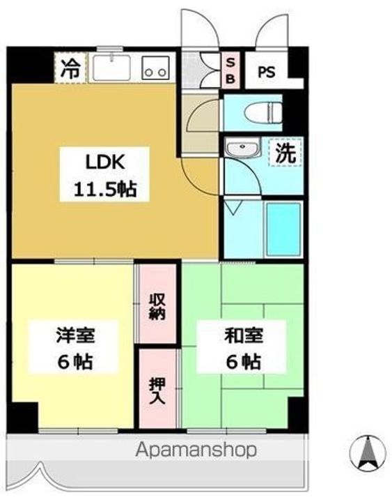 神奈川県横浜市中区宮川町3丁目の賃貸マンションの間取り