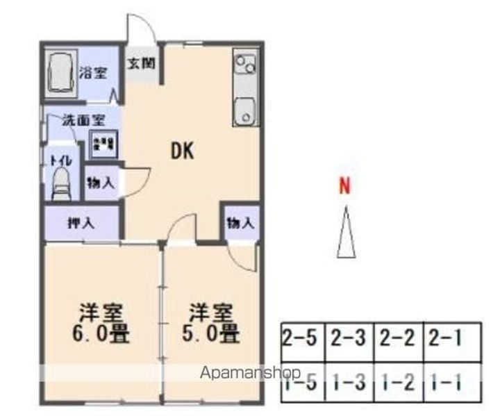 群馬県太田市龍舞町の賃貸アパート2-1の間取り