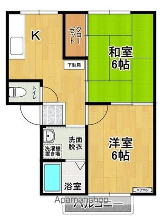福島県郡山市横塚2丁目の賃貸アパートの間取り