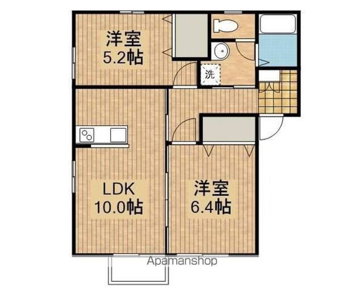 岩手県盛岡市中堤町の賃貸アパートの間取り