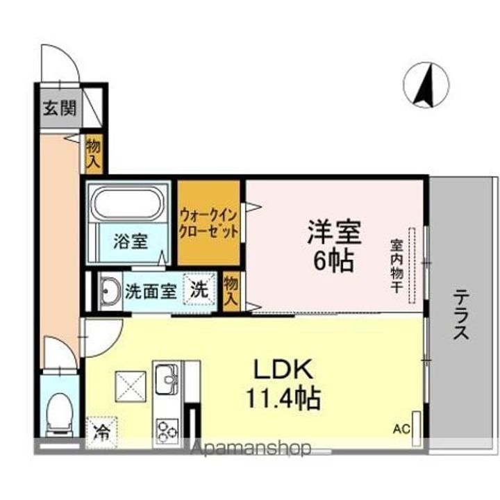 岡山県岡山市北区平野の賃貸アパートの間取り