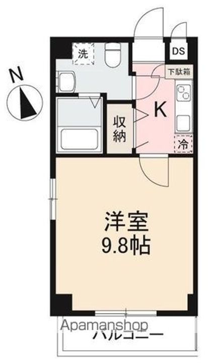 香川県高松市中央町の賃貸マンション201の間取り