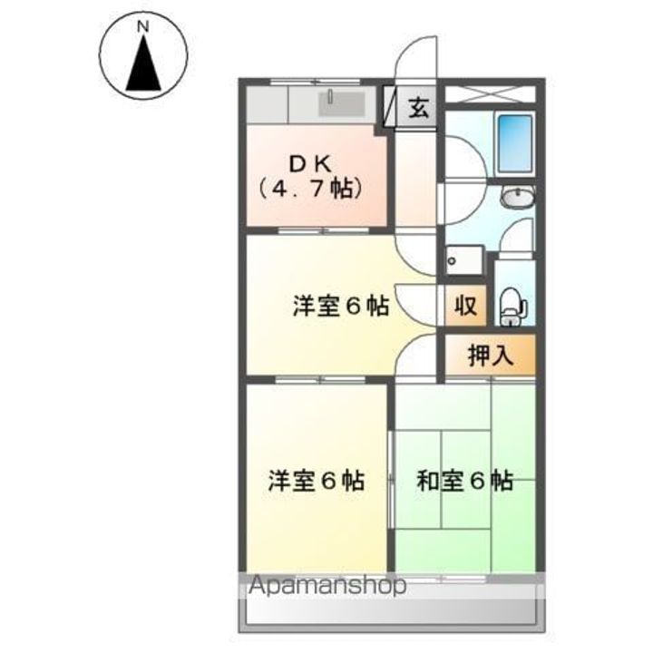 岐阜県各務原市蘇原吉野町3丁目の賃貸アパートの間取り