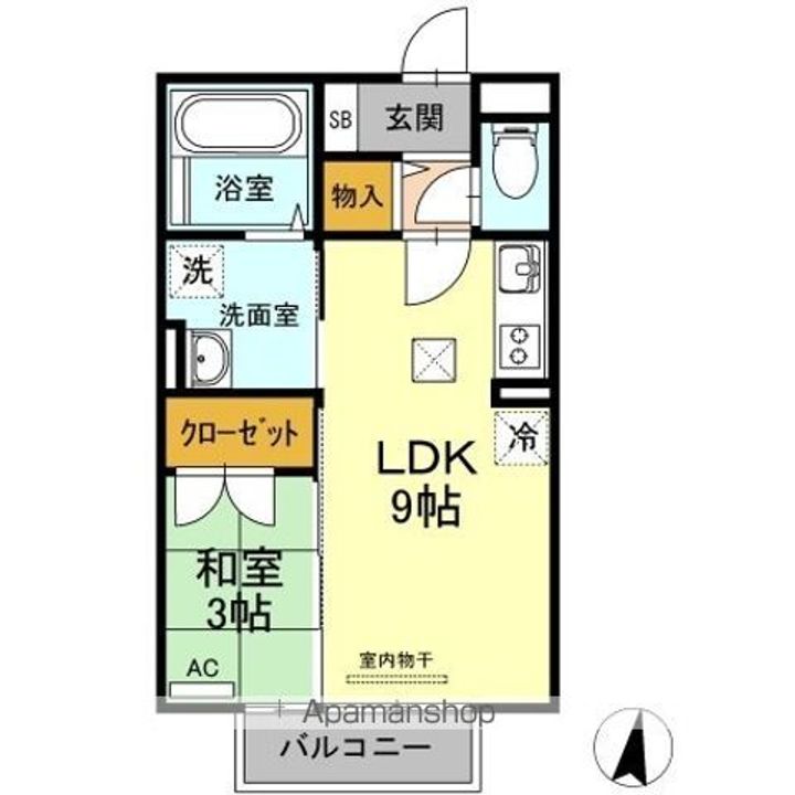 岡山県岡山市北区平野の賃貸アパートの間取り