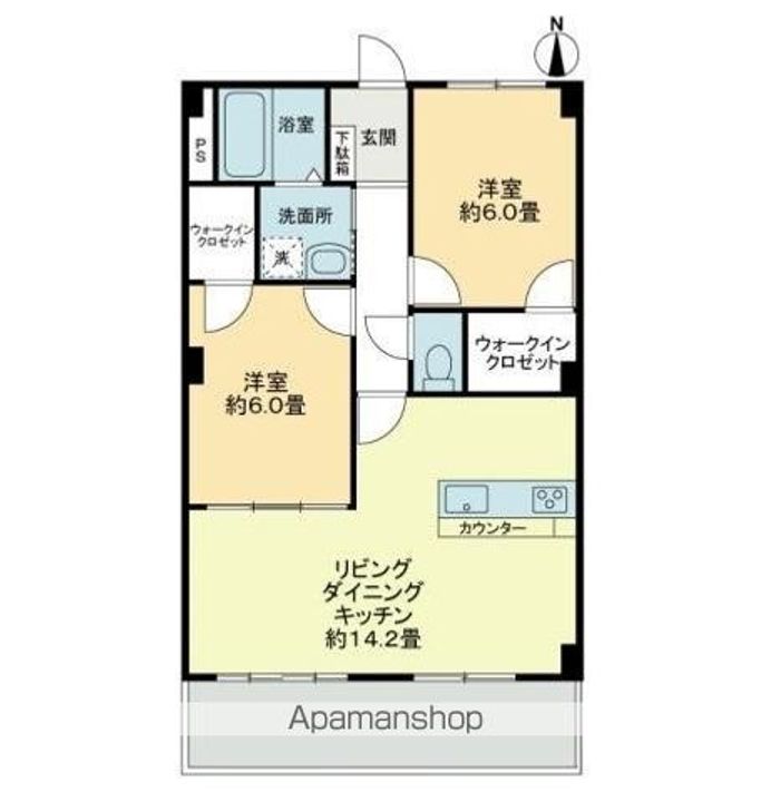 香川県高松市三条町の賃貸アパートの間取り