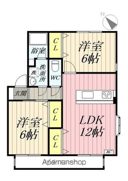 埼玉県三郷市彦倉の賃貸アパートの間取り
