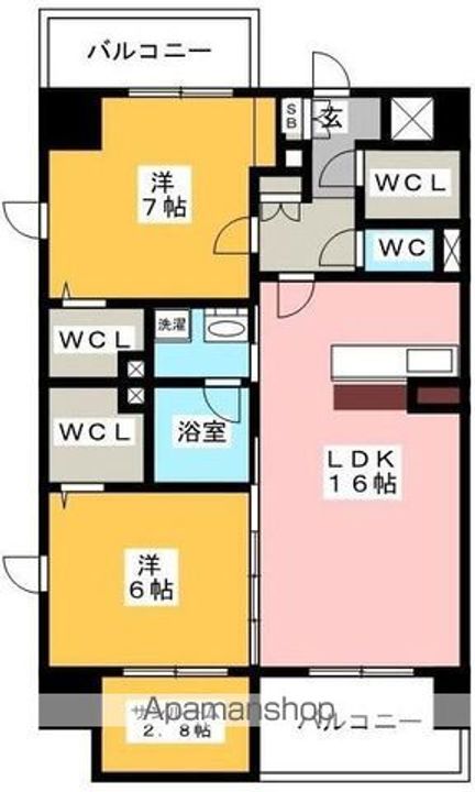 福岡県福岡市博多区博多駅南2丁目の賃貸マンションの間取り