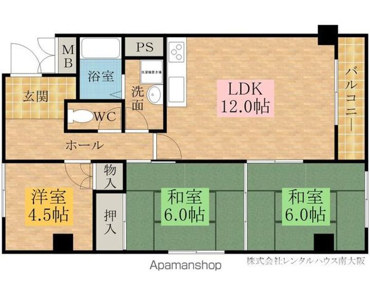 ソレイユ岸和田弐番館204の間取り