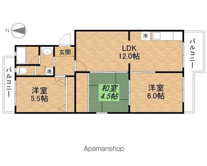 滋賀県大津市国分1丁目の賃貸マンションの間取り